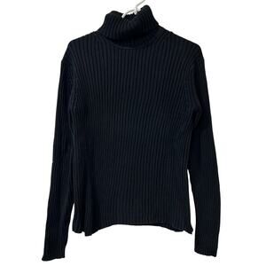 Gap Vintage Womens Sz Small Black Ribbed Turtleneck Sweater Chunky Y2K Preppy